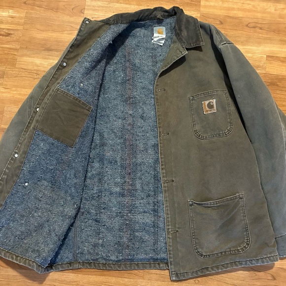 VTG Y2K Carhartt Chore Barn Coat Jacket LT Blanket Lined Canvas Workwear Brown - Picture 10 of 10
